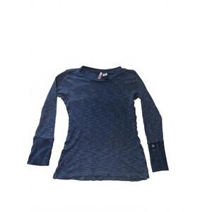 Y2K BONGO Navy Blue Long Sleeve Button Cuff Top LG